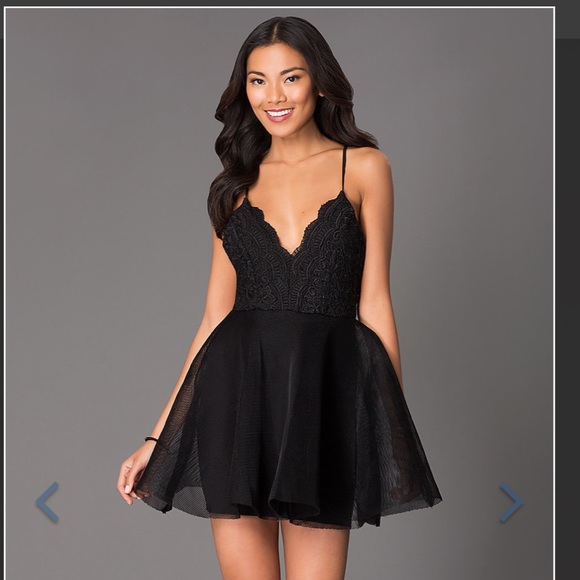 luxxell Dresses & Skirts - Black Luxxell V-neck, scalloped, cocktail Dress